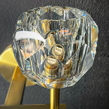 Бра Бра RH Boule de Cristal Double Sconce Brass