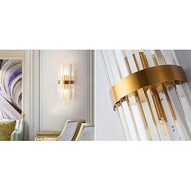 Бра Odeon Clear Glass Gold metal Wall Lamp