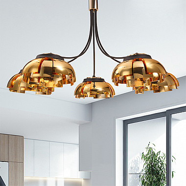 Люстра на штанге GRADE D105 5 lamps Gold/Black