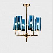 Люстра Hans-Agne Jakobsson Brass & Blue Glass Tube Chandelier Hans-Agne Jakobsson in 1970 8 Синий