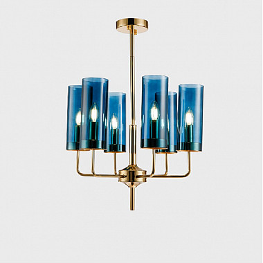 Люстра Hans-Agne Jakobsson Brass & Blue Glass Tube Chandelier Hans-Agne Jakobsson in 1970 8 Синий