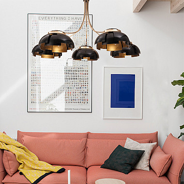 Люстра на штанге GRADE D105 5 lamps Gold/Black