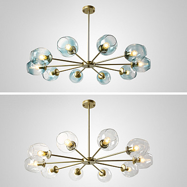 Люстра на штанге MARINE D104 10 lamps Gold/Blue