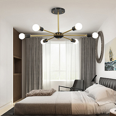 Люстра на штанге SPUTNIK D75 Gold/Black tubes