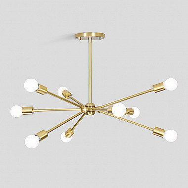 Люстра на штанге SPUTNIK D75 Gold/Black tubes