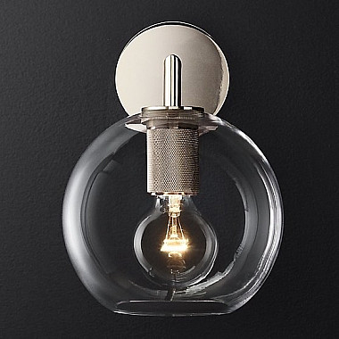 Бра RH Utilitaire Globe Shade Single Sconce Silver