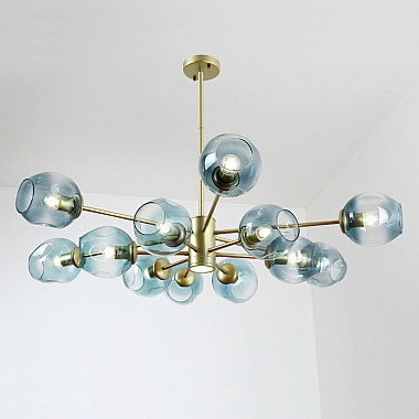 Люстра на штанге MARINE D104 10 lamps Gold/Blue
