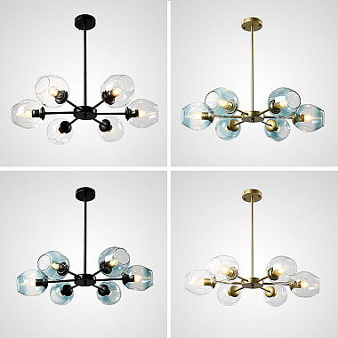 Люстра на штанге MARINE D104 10 lamps Gold/Blue