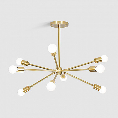 Люстра на штанге SPUTNIK D75 Gold/Black tubes