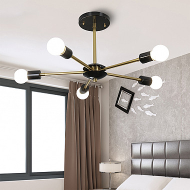 Люстра на штанге SPUTNIK D75 Gold/Black tubes