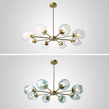 Люстра на штанге MARINE D104 10 lamps Gold/Blue