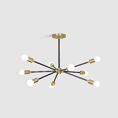 Люстра на штанге SPUTNIK D75 Gold/Black tubes