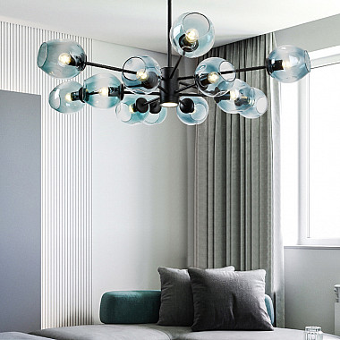 Люстра на штанге MARINE D104 10 lamps Gold/Blue