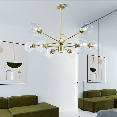 Люстра на штанге MARINE D104 10 lamps Gold/Blue