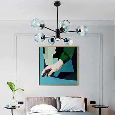Люстра на штанге MARINE D104 10 lamps Gold/Blue