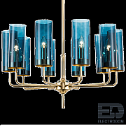 Люстра Hans-Agne Jakobsson Brass & Blue Glass Tube Chandelier Hans-Agne Jakobsson in 1970 10 Синий