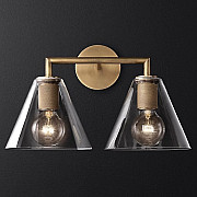 Бра RH Utilitaire Funnel Shade Double Sconce Brass