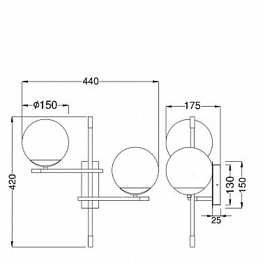Бра с двумя шарообразными плафонами GERDY WALL