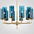 Люстра Hans-Agne Jakobsson Brass Blue Glass Tube Chandelier 6 Hans-Agne Jakobsson