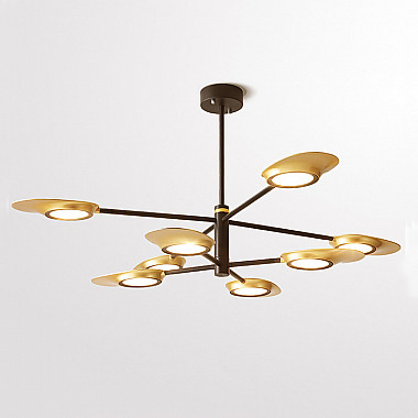 Люстра на штанге INGEL D110 8 lamps Black/Gold