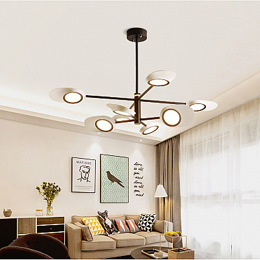 Люстра на штанге INGEL D110 8 lamps Black/Gold
