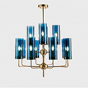 Люстра Hans-Agne Jakobsson Brass & Blue Glass Tube Chandelier Hans-Agne Jakobsson in 1970 12 Синий