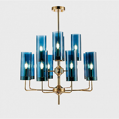 Люстра Hans-Agne Jakobsson Brass & Blue Glass Tube Chandelier Hans-Agne Jakobsson in 1970 12 Синий