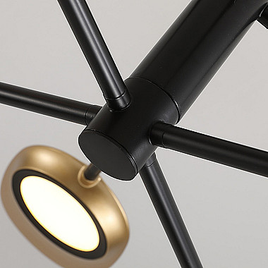 Люстра на штанге INGEL D110 8 lamps Black/Gold