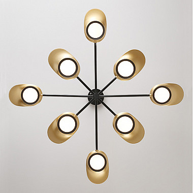 Люстра на штанге INGEL D110 8 lamps Black/Gold