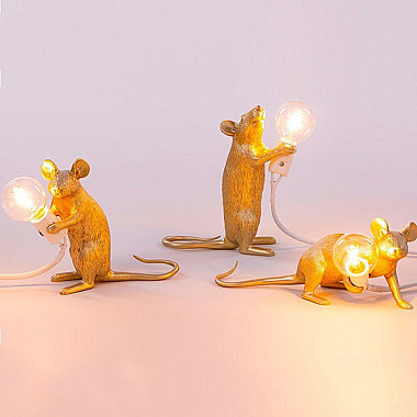 Big Mouse Lamp #3 Gold H16 Настольная Лампа Мышь