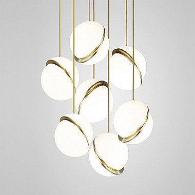 Crescent Chandelier 7 by Lee Broоm Gold