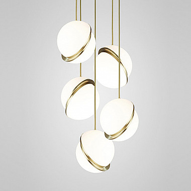 Crescent Chandelier 5 by Lee Broоm Gold